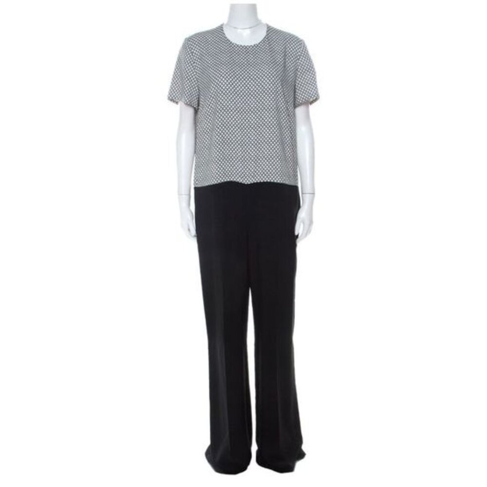 Stella McCartney Black & Printed Bodice Crepe Wide-Leg Short-Sleeve Jumpsuit